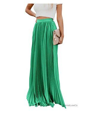Elegant Maxi Skirt High Waisted Pleated Chiffon Long Skirt